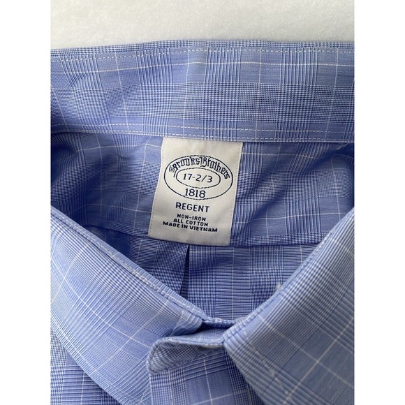 Brooks Brothers 1818 Mens Regent Fit Non Iron Dress Shirt Size 17 2/3 Blue EUC - Picture 15 of 16